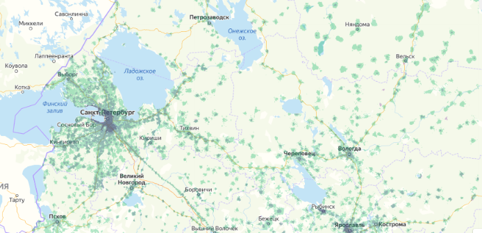Зона покрытия МТС на карте Щербинка 